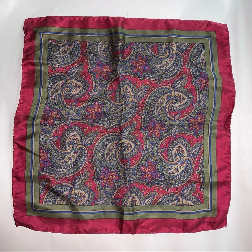 vintage CHRISTIAN DIOR MONSIEUR paisley SILK gavroche scarf